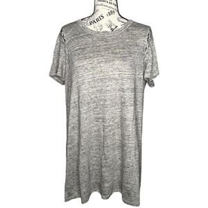 Chaser (M) Heathered Lace-Up Shoulder Detail Short Sleeve Relaxed Fit Tee Top
